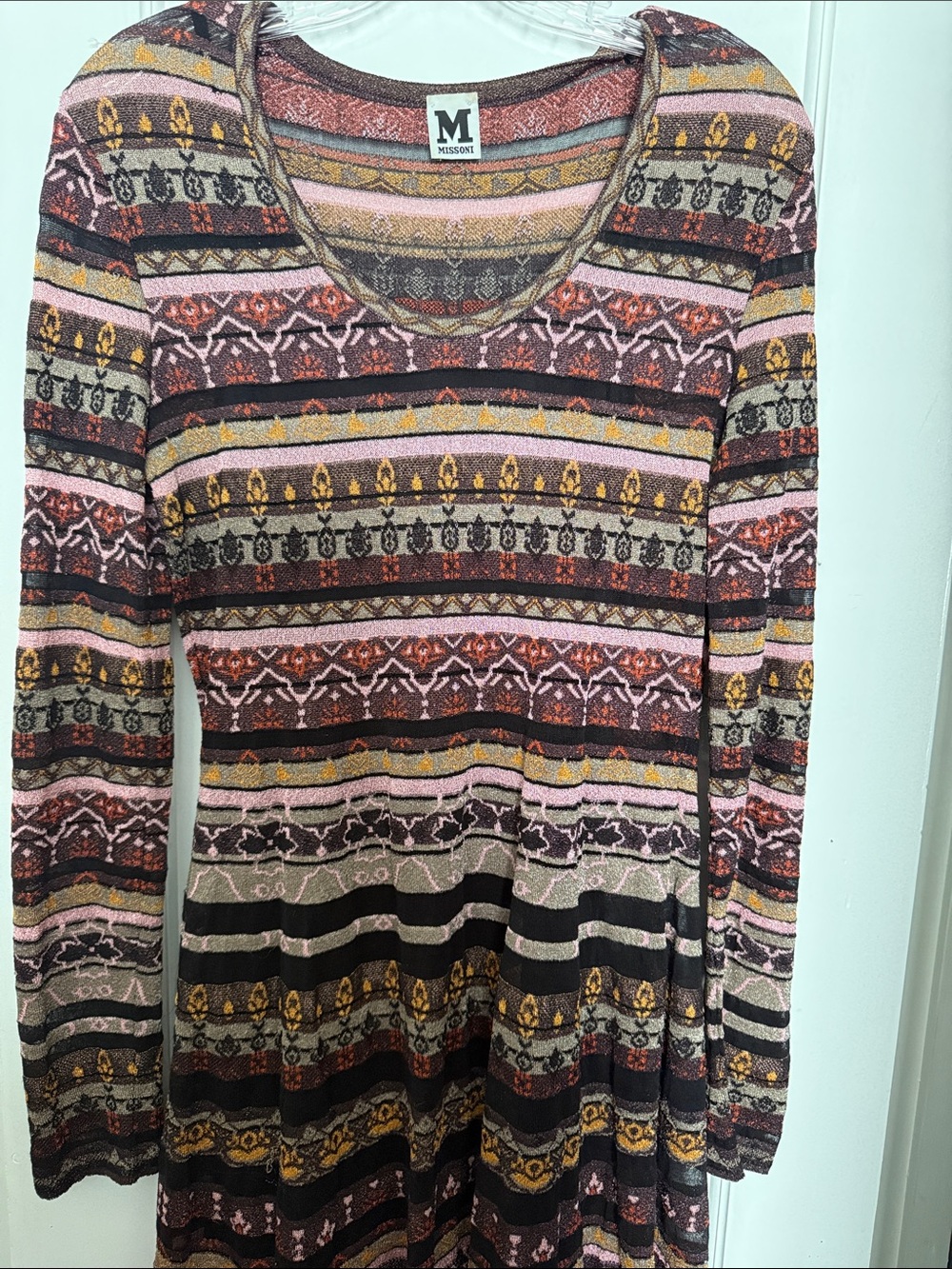 Missoni Multicolor Striped Knit Long-Sleeve Top - Pink/Brown